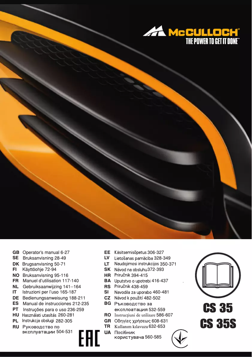 Page 1 de la notice Manuel utilisateur McCulloch CS 35S