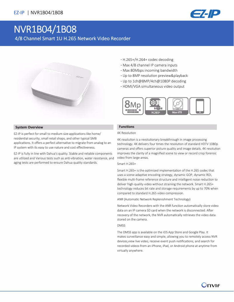 Imagen de la primera página del manual del dispositivo NVR1B04