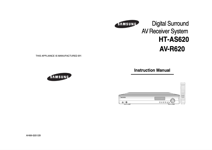 Page 1 de la notice Manuel utilisateur Samsung AV-R620