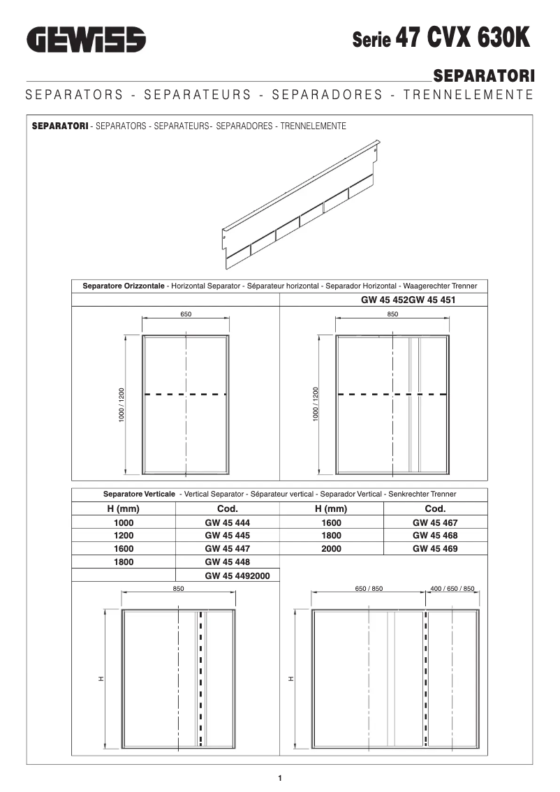 Page 1 de la notice Manuel utilisateur Gewiss GW45447