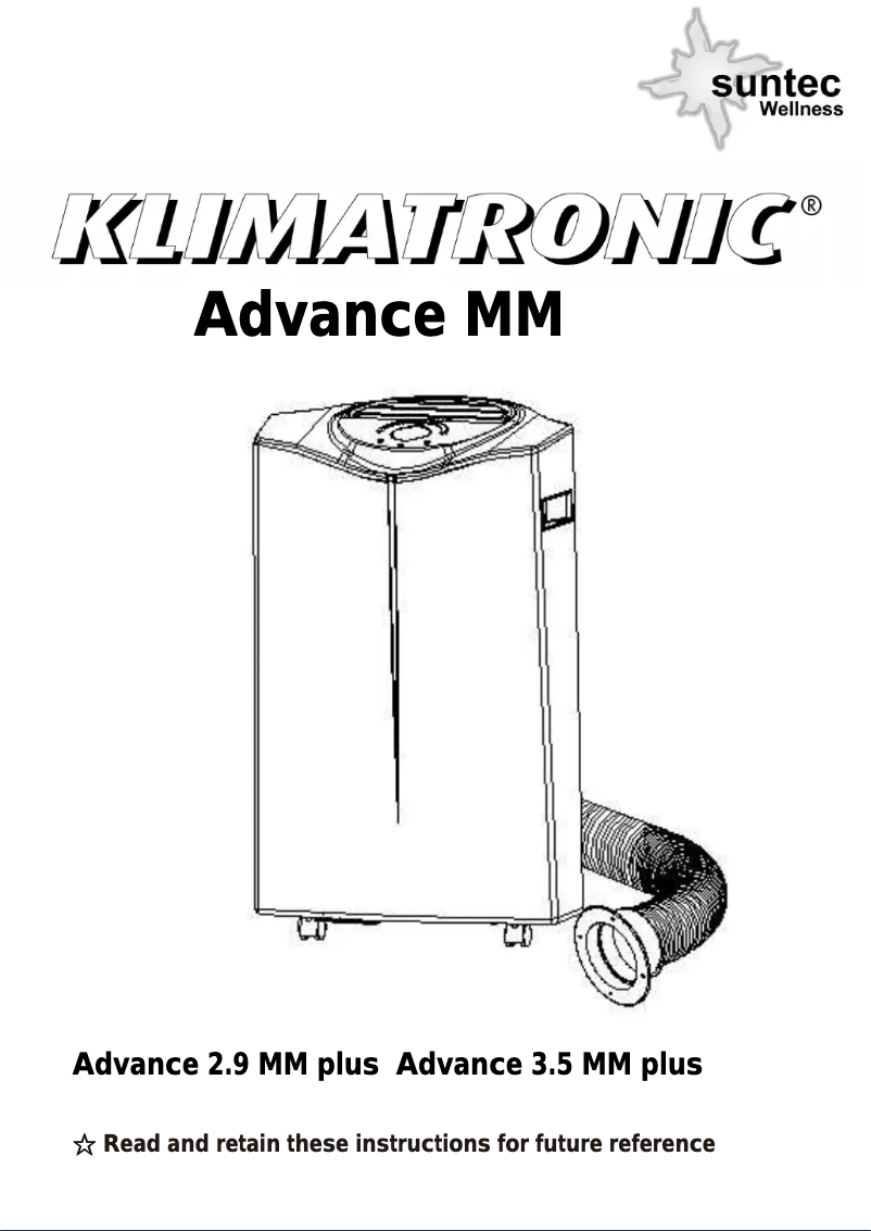 Page n°1 - Manuel utilisateur Suntec Klimatronic Advance 2.9 plus