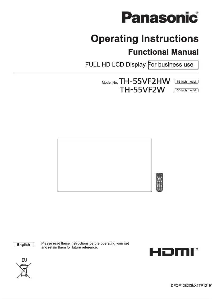 Página 1 del manual Manual de usuario Panasonic TH-55VF2HW