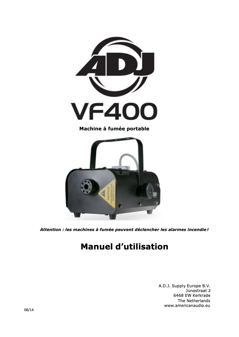 Page 1 de la notice Manuel utilisateur Adj VF400