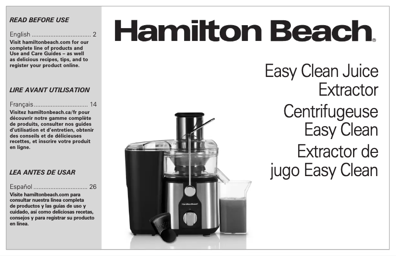 Page n°1 - Manuel utilisateur Hamilton Beach Easy Clean 67870