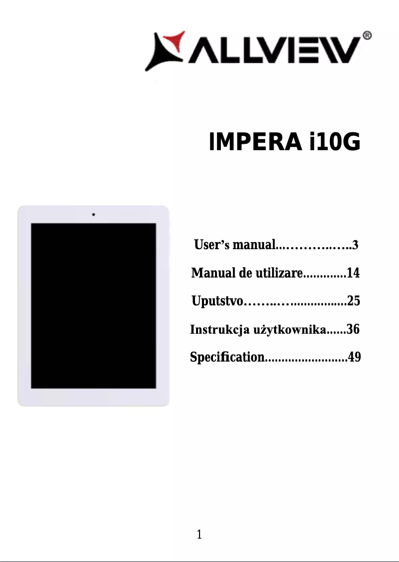 Image de la première page du manuel de l'appareil Impera i10G