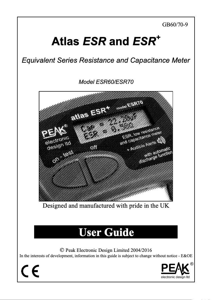 Page 1 de la notice Manuel utilisateur Peak ESR70
