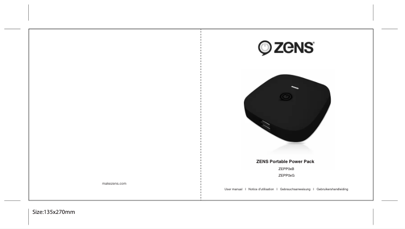 Page n°1 - Manuel utilisateur Zens Portable Power Pack