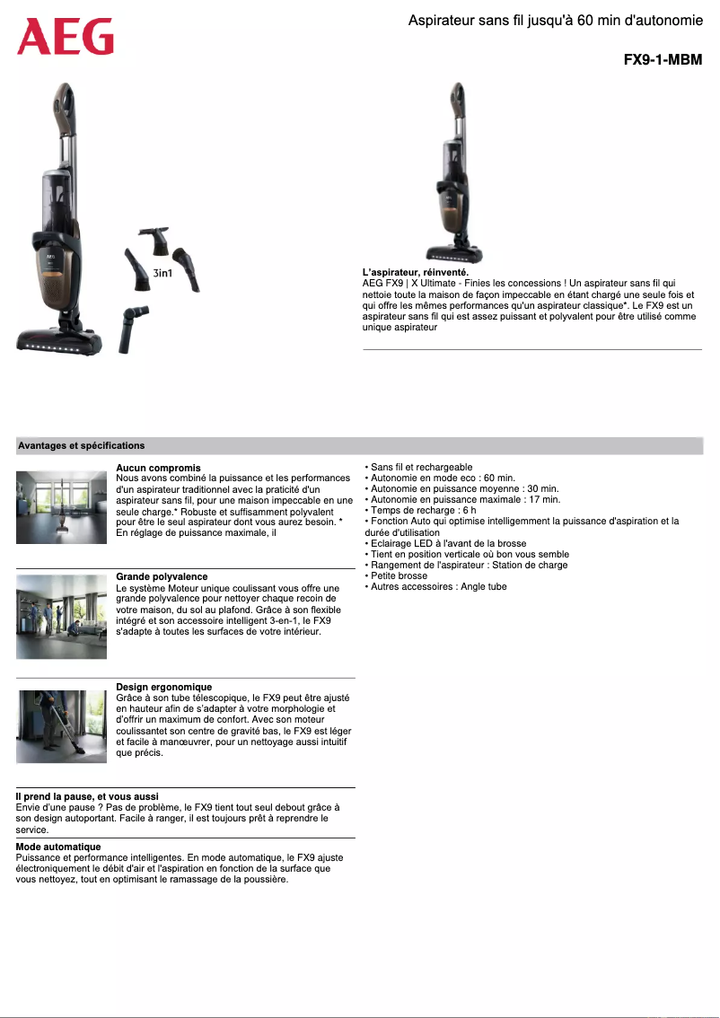 Page n°1 - Fiche technique AEG FX9-1-MBM