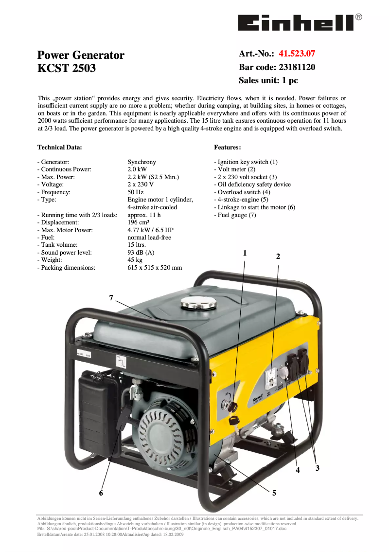 Page n°1 - Manuel utilisateur King Craft KCST 2503