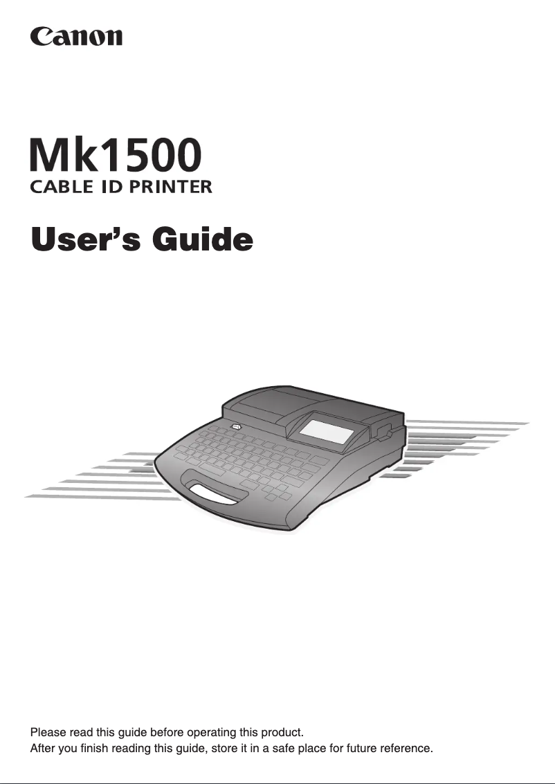 Image de la première page du manuel de l'appareil Mk1500