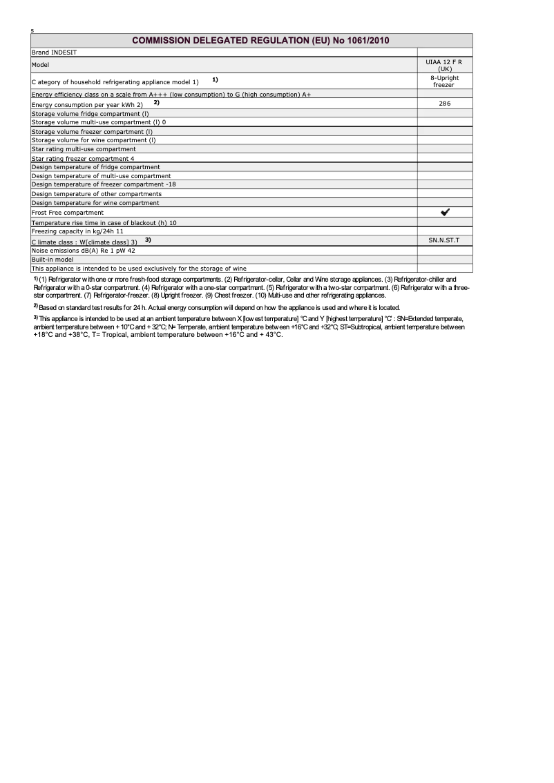 Page 1 de la notice Instructions / montage Indesit UIAA 12 F R (UK)