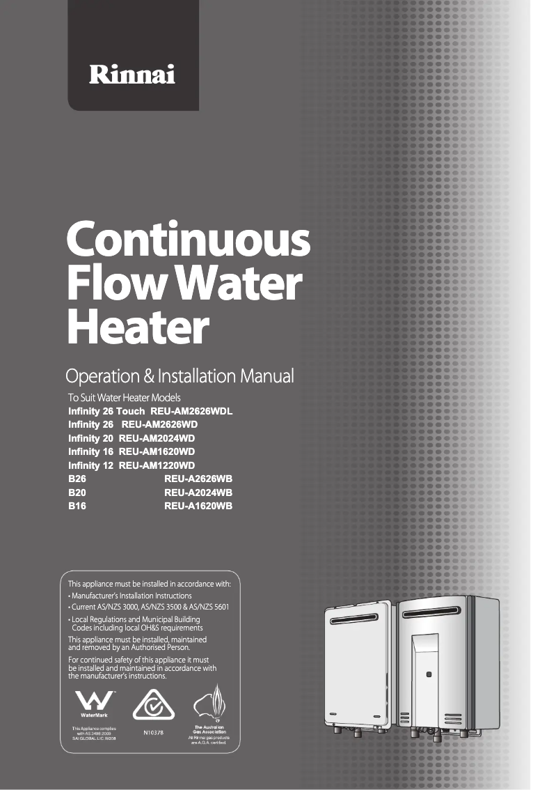 Page 1 de la notice Instructions / montage Rinnai Infinity 12