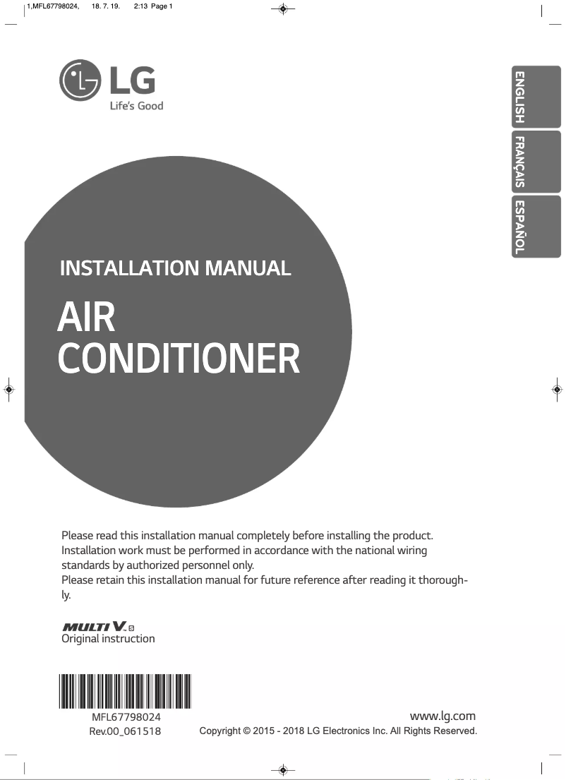 Page n°1 - Manuel utilisateur LG ARUN024GSS4