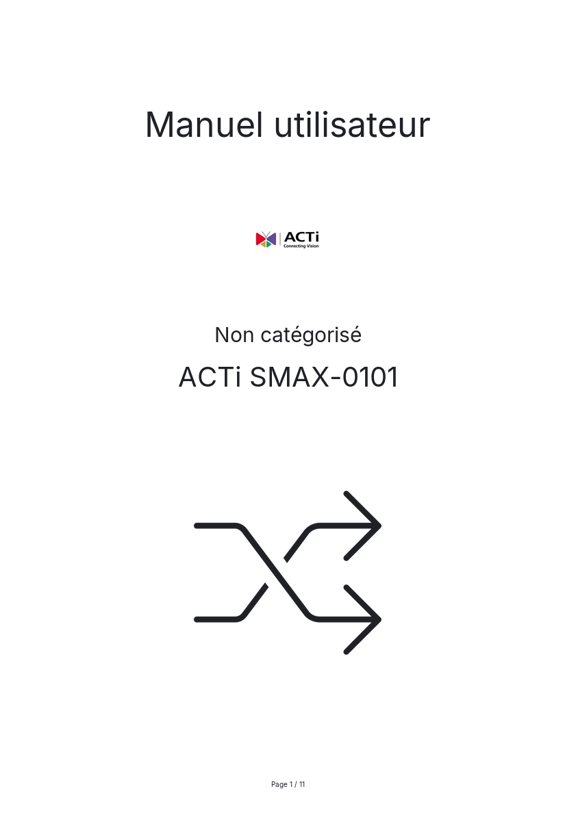 Page n°1 - Manuel utilisateur ACTi SMAX-0101