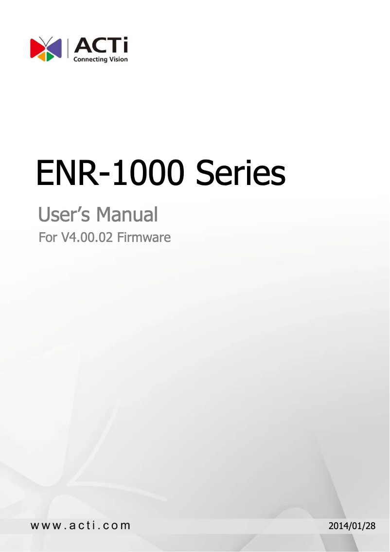 Page n°1 - Manuel utilisateur ACTi ENR-1100