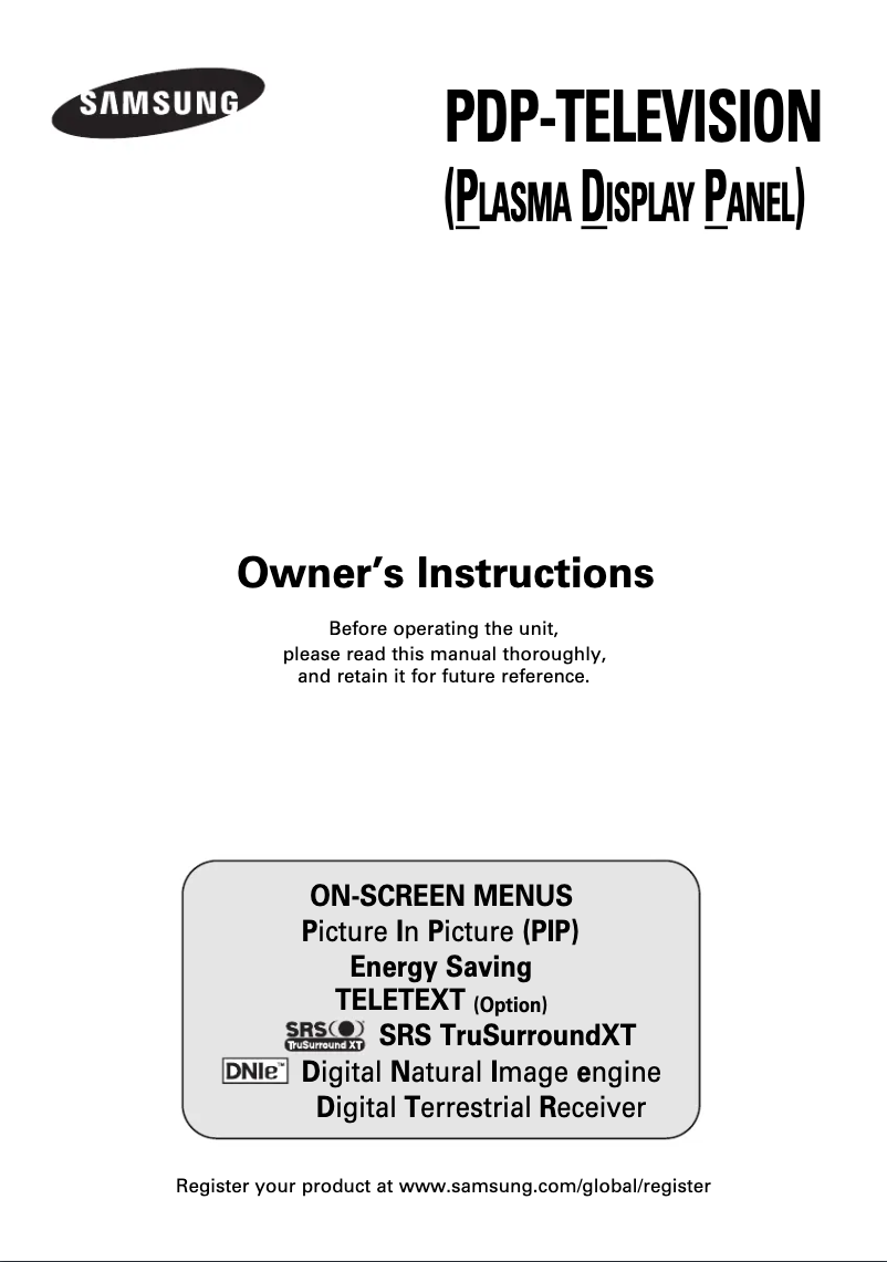 Page n°1 - Manuel utilisateur Samsung PS-42C6HD
