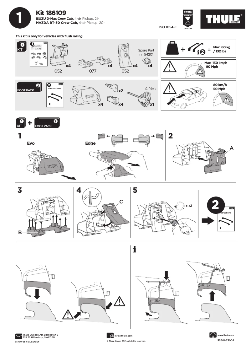 Page 1 de la notice Manuel utilisateur Thule Kit 186109
