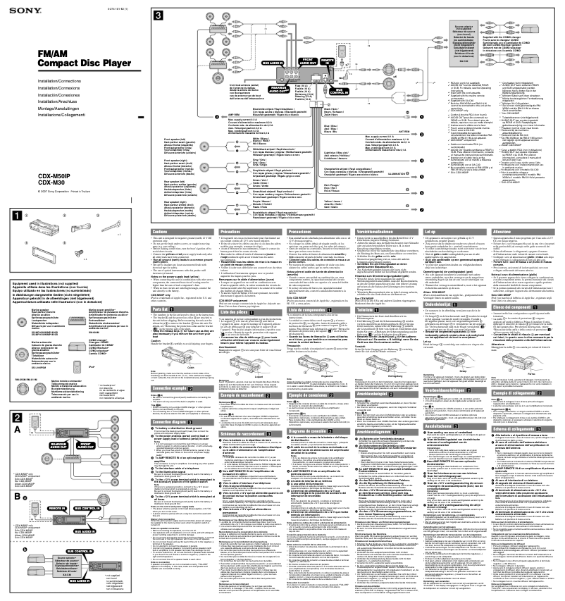 Page 1 de la notice Guide d'installation Sony CDX-M50IP