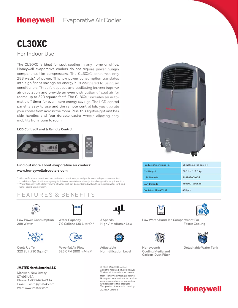 Page n°1 - Fiche technique Honeywell CL30XC