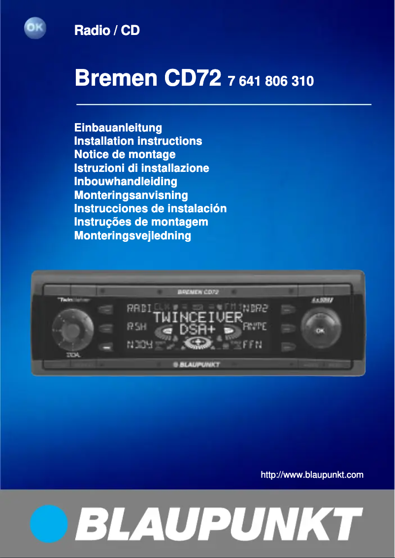 Image de la première page du manuel de l'appareil Bremen CD72