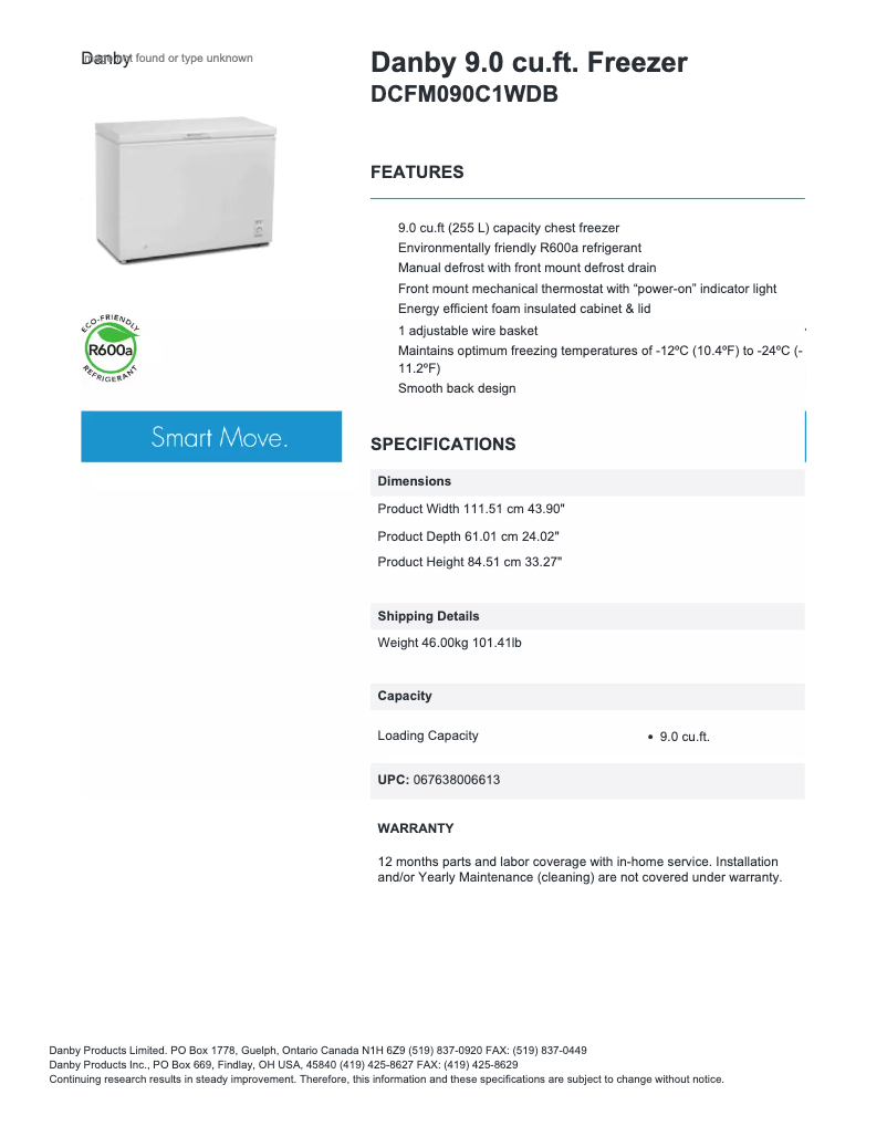 Page n°1 - Manuel utilisateur Danby DCFM090C1DB