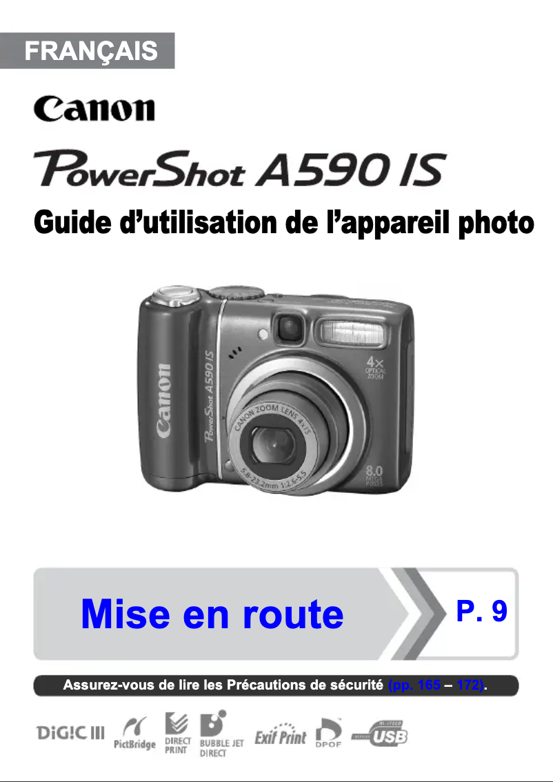 Page 1 de la notice Manuel utilisateur Canon PowerShot A590 IS