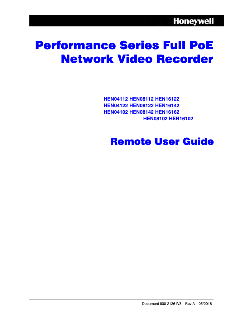 Page n°1 - Manuel utilisateur Honeywell HEN08122
