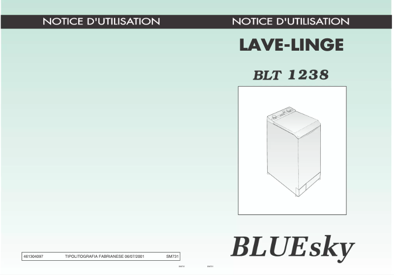 Page n°1 - Manuel utilisateur Bluesky BLT 1238