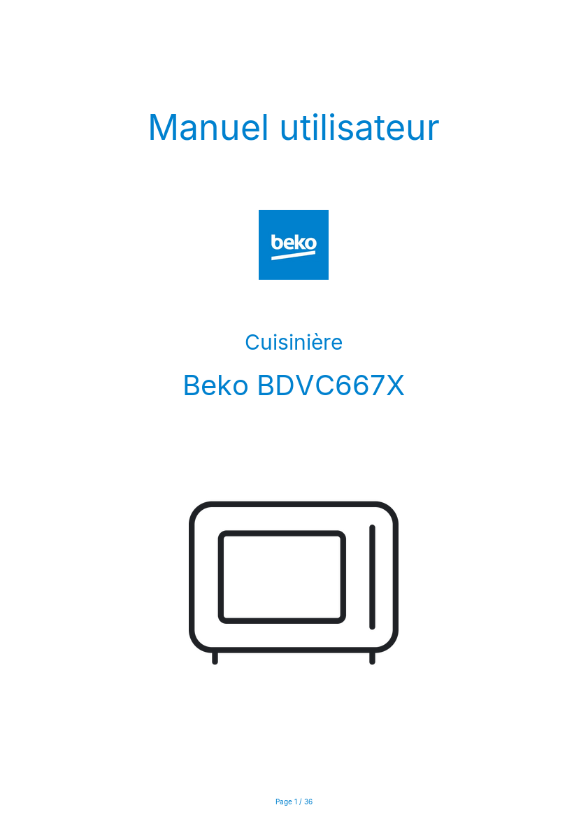 Page n°1 - Manuel utilisateur Beko BDVC667X