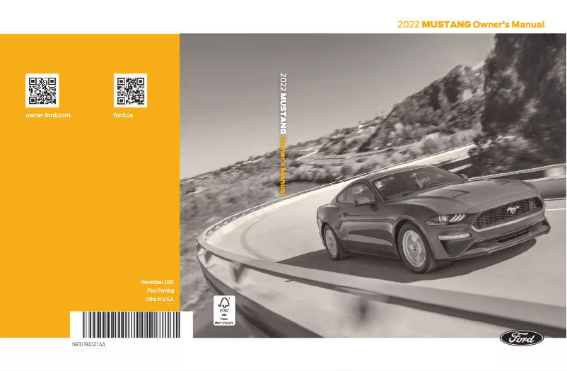 Page n°1 - Manuel utilisateur Ford Mustang (2022)