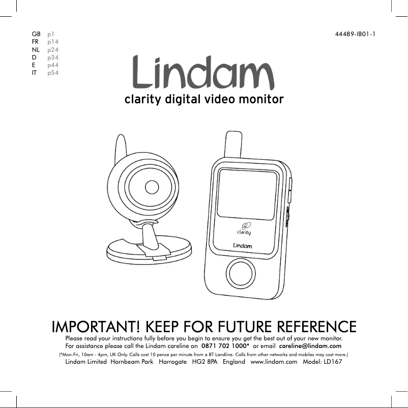 Page 1 de la notice Manuel utilisateur Lindam LD167