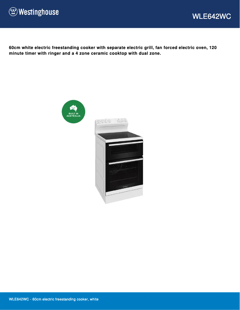 Page n°1 - Fiche technique Westinghouse WLE642WC
