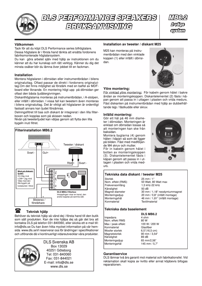 Page n°1 - Manuel utilisateur DLS Performance MB6.2