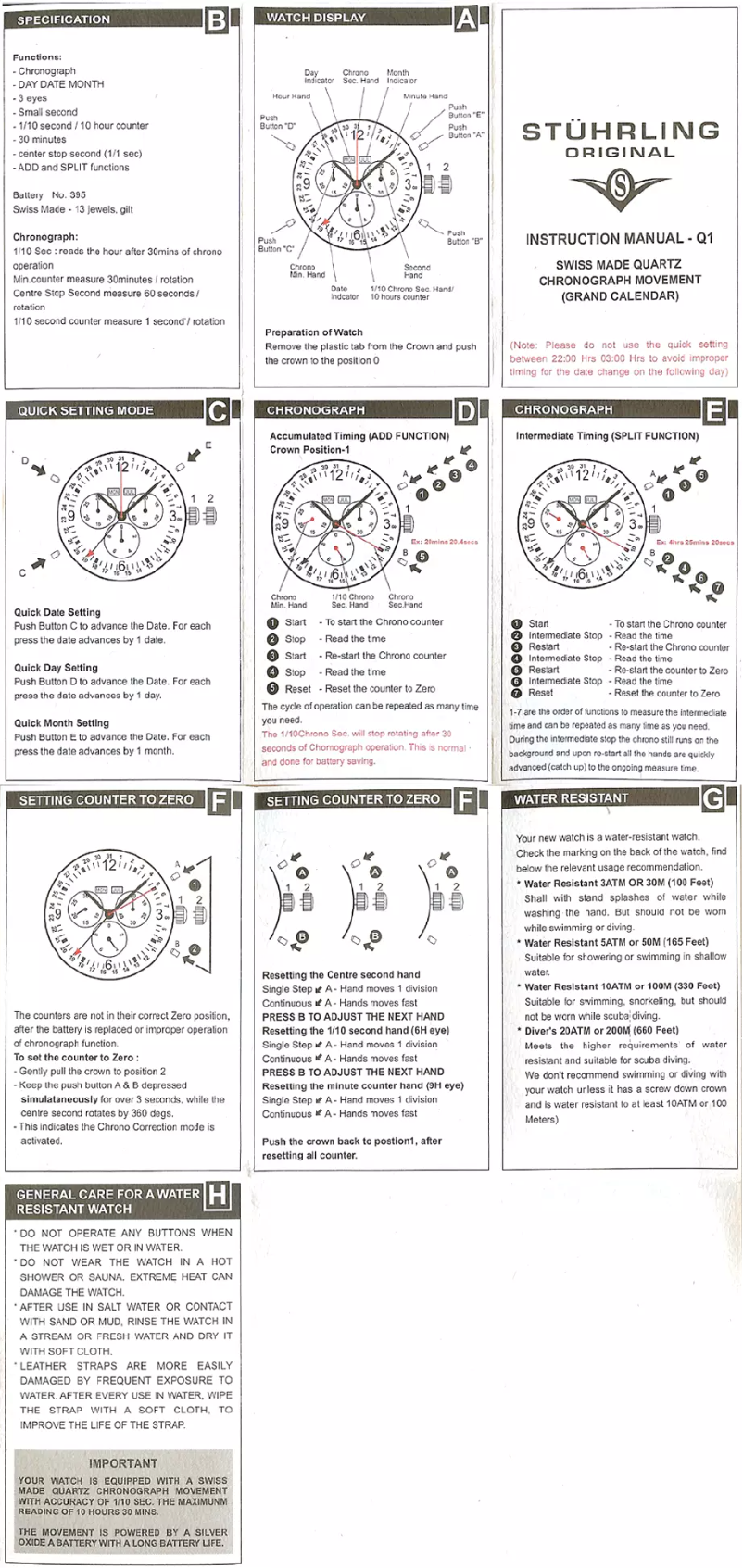 Page n°1 - Manuel utilisateur Stührling Q1