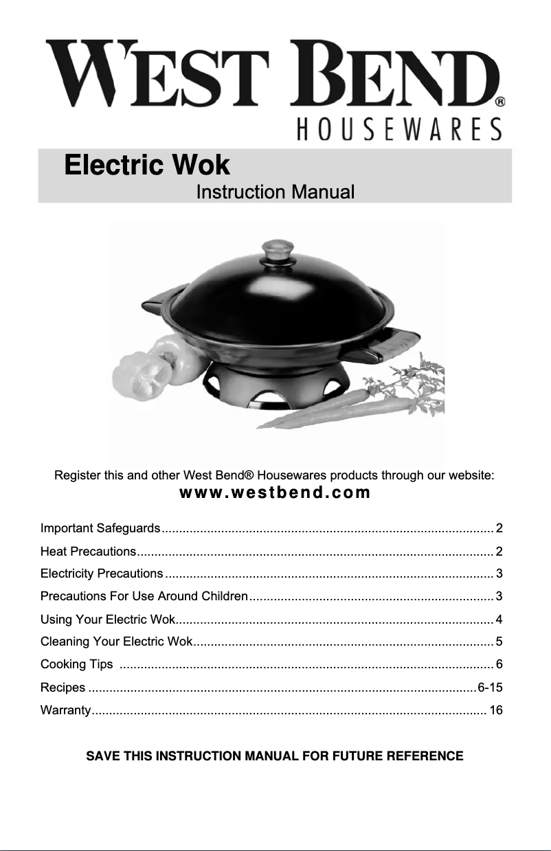 Page n°1 - Manuel utilisateur WestBend 79566