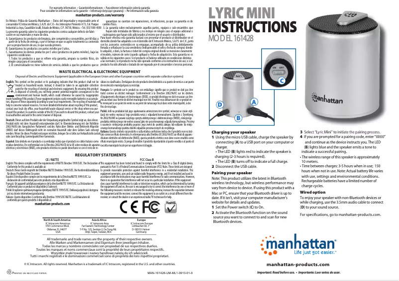 Page 1 de la notice Manuel utilisateur Manhattan 161428