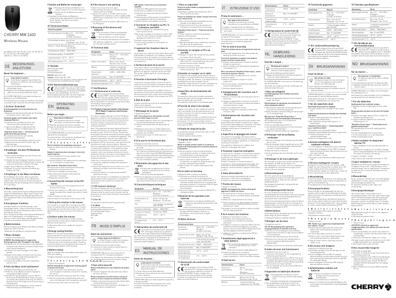 Page 1 de la notice Manuel utilisateur Cherry MW 2400