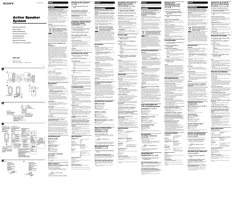 Image de la première page du manuel de l'appareil SRS-ZX1