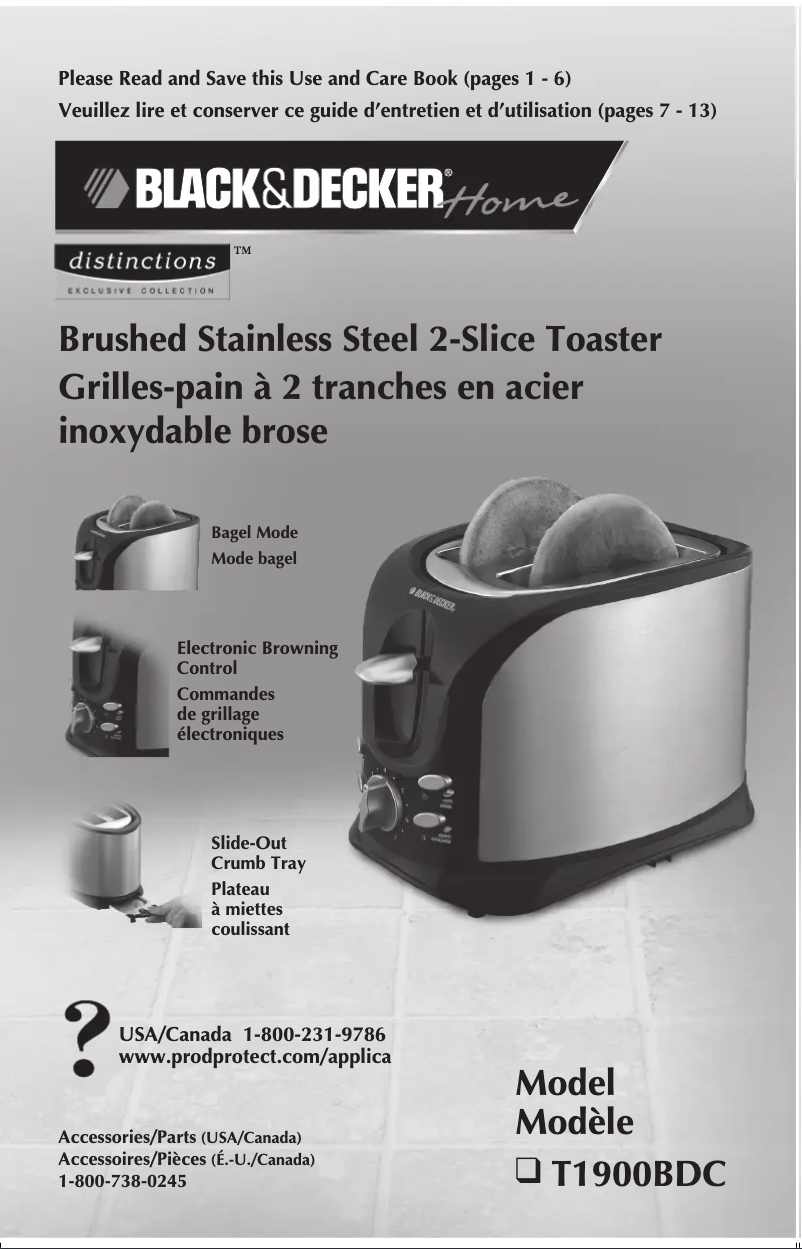 Page 1 de la notice Manuel utilisateur Black & Decker T1900BDC