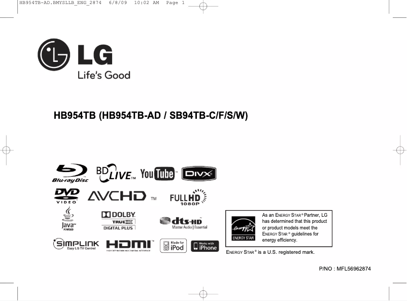 Imagen de la primera página del manual del dispositivo HB954TB-AD