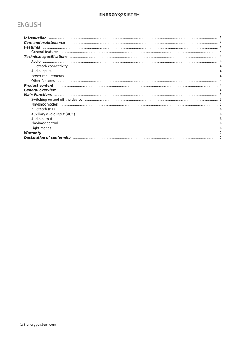Page 1 de la notice Manuel utilisateur Energy Sistem ESG 2 Sonar