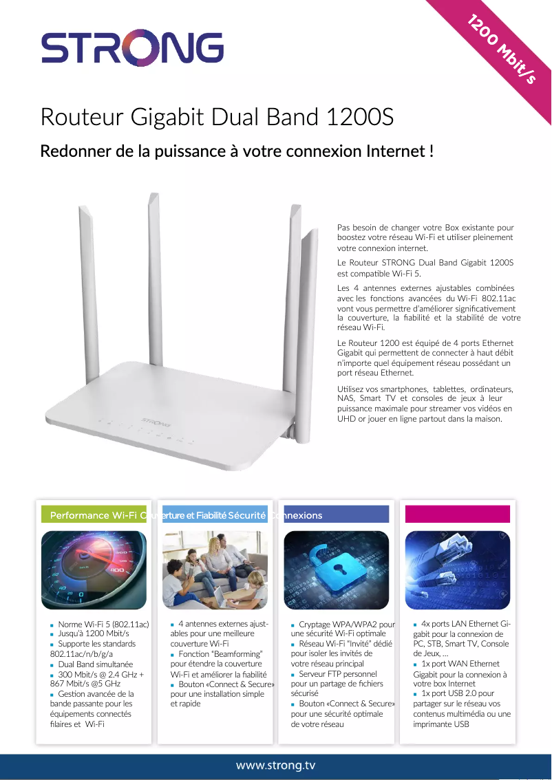 Page 1 de la notice Manuel utilisateur Strong Dual Band Gigabit Router 1200S