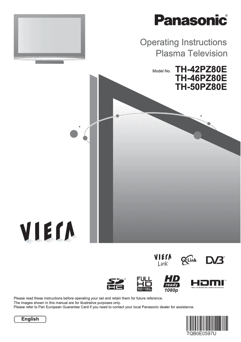 First page image of the manual for Viera TH-46PZ80E