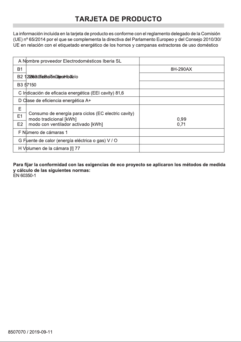 Imagen de la primera página del manual del dispositivo 8H-290AX