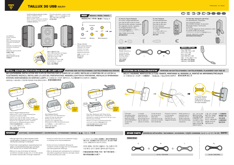 Page 1 de la notice Manuel utilisateur Topeak TAILLUX 30 USB