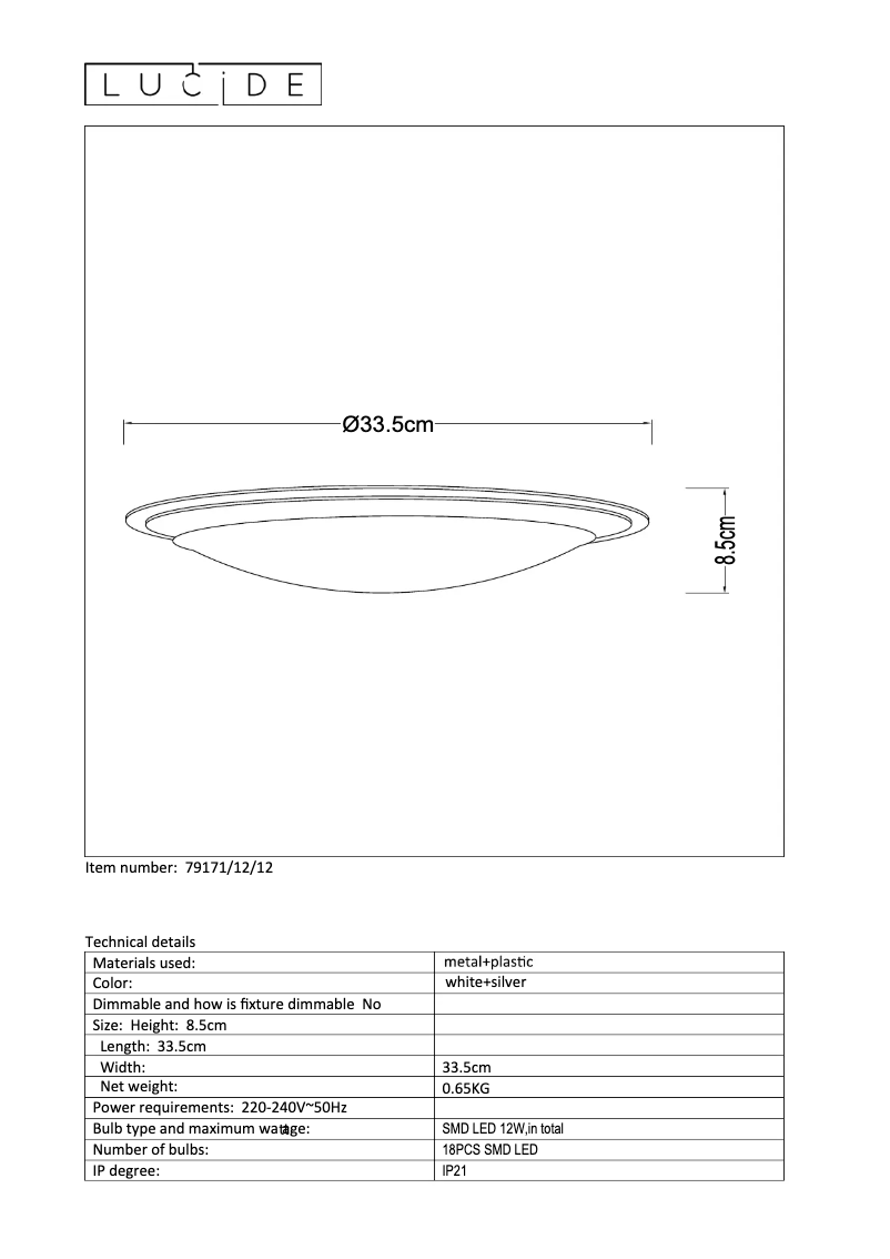 Page n°1 - Manuel utilisateur Lucide Gently 79171/12/12