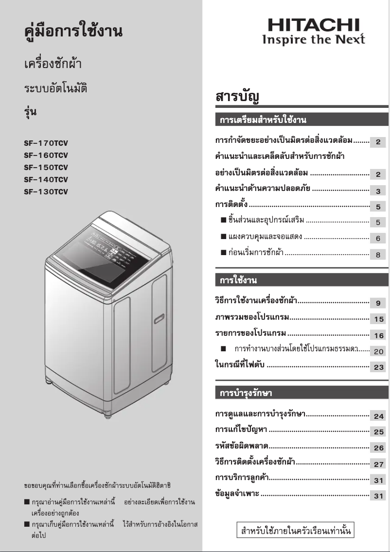 Image de la première page du manuel de l'appareil SF-150THV GG