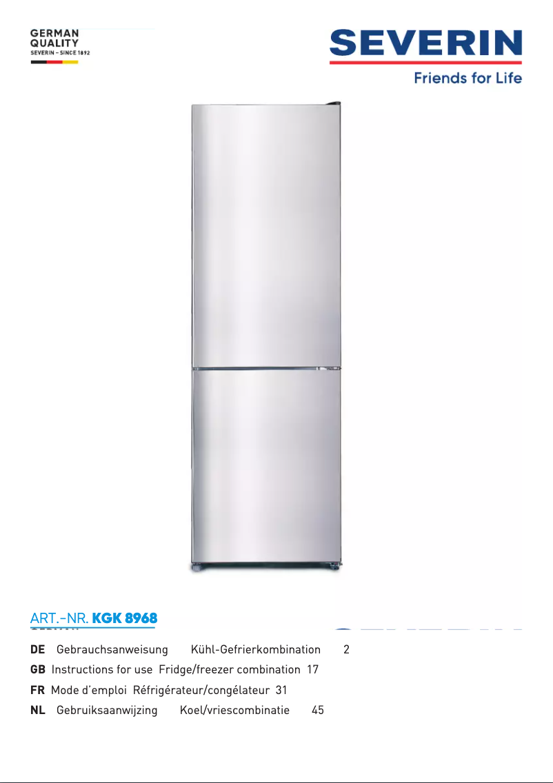 Image de la première page du manuel de l'appareil KGK 8968