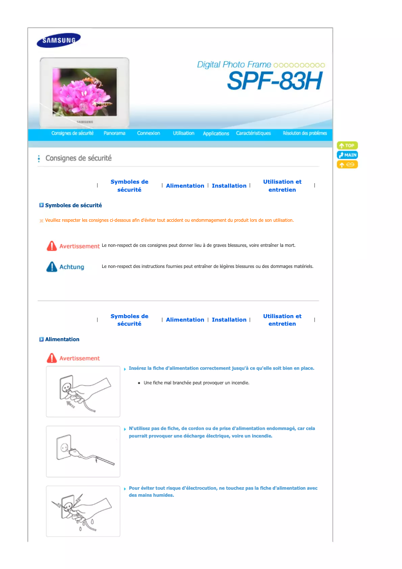 Page n°1 - Manuel utilisateur Samsung SPF-83H
