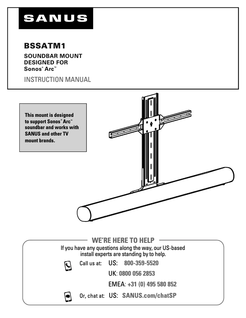 Page 1 de la notice Manuel utilisateur Sanus BSSATM1